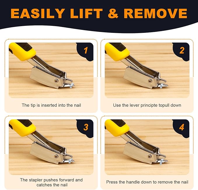 1PCS Staple Remover, Staple Puller Tool, Upholstery and Construction Heavy Duty Staple Remover, Strength Staple Puller Removing All Kinds of Staples(Yellow)