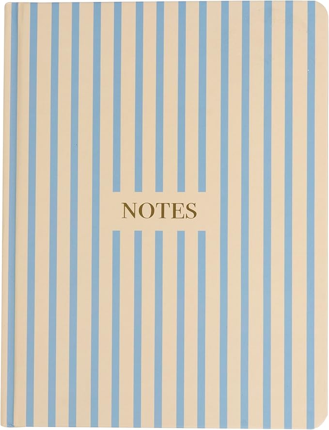 Pearhead Hardcover Journal Notebook 6x8 – Cream & Blue Stripe College-Ruled Writing Journal, 200 Lined Pages for Work, School & Journaling