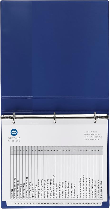 Avery 1-31 Dividers for 3 Ring Binders, 31 Tabs per Set, Customizable Table of Contents, Classic White Tabs, Great for Organizing Reports, Projects, and More (11128)