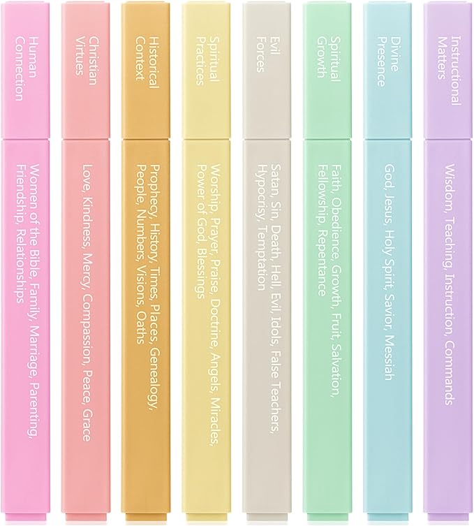 Mr. Pen- Bible Highlighters with Color-Coding System, 8 Pack, Soft Pastel Aesthetic Highlighters Assorted Colors, Bible Markers No Bleed Through