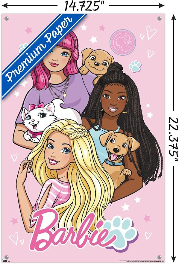 Trends International Mattel Barbie - Cute Wall Poster, 14.72" x 22.37", Premium Poster & Push Pin Bundle