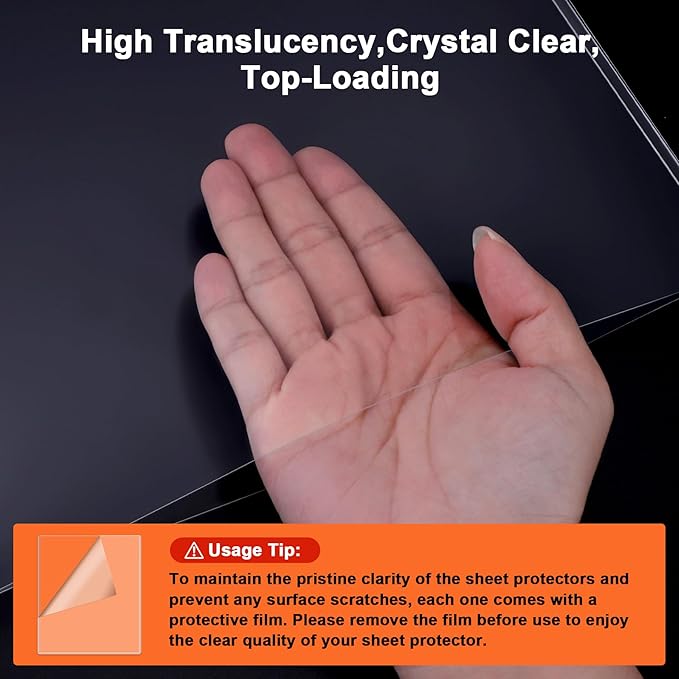 Ndsox 25 Pack 8.5" x 11" Rigid Print Protectors Clear Hard Plastic Sheet Protectors Top Loading for Birth Certificates, Documents, Posters, Photos, Meuns, Heavy Duty No-Hole Plastic Document Sleeves