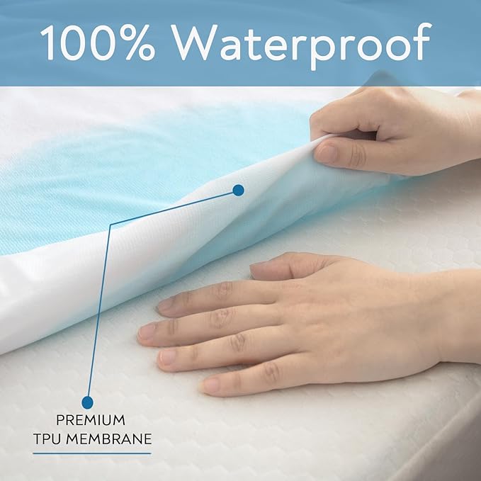 Crib Mattress Protector Waterproof 2 Pack Crib Sheets Fitted Mattress Pad Cover Soft Terry Breathable Fit for Toddler Bed up - 8" Machine Washable