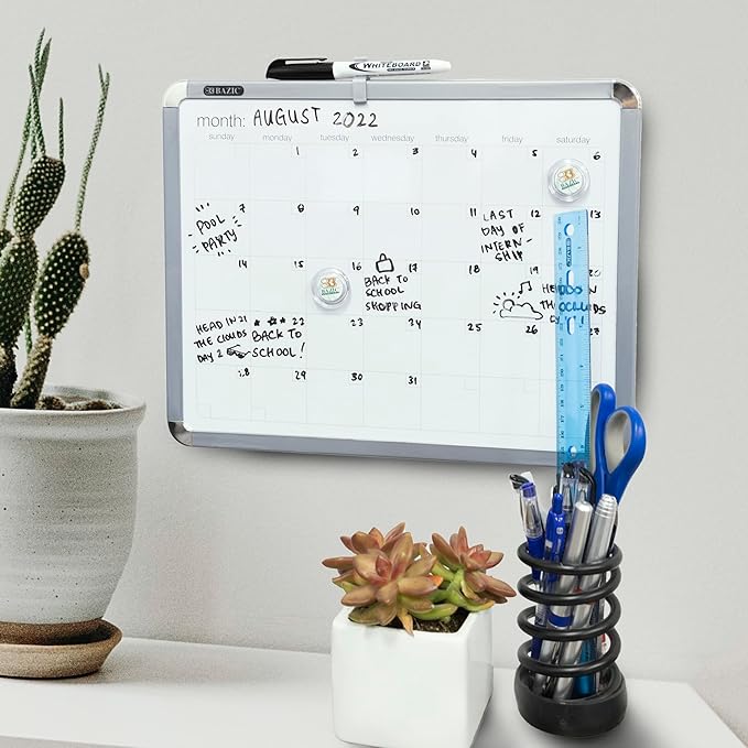 BAZIC Products Magnetic Dry Erase Board 11"x14" Whiteboard, Dry Erase Marker and Magnet, for Teacher Office Home, 12-Pack