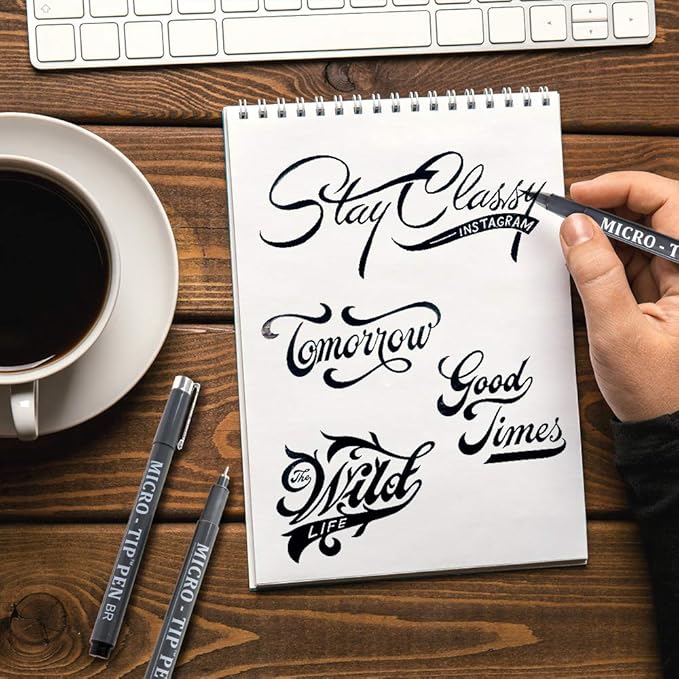 Hand Lettering Pens, 15 Pack Calligraphy Brush Pen Markers Black Ink for Beginners Writing, Lettering, Journaling, Art Drawing, Signature, Illustrations and Office School Supplies