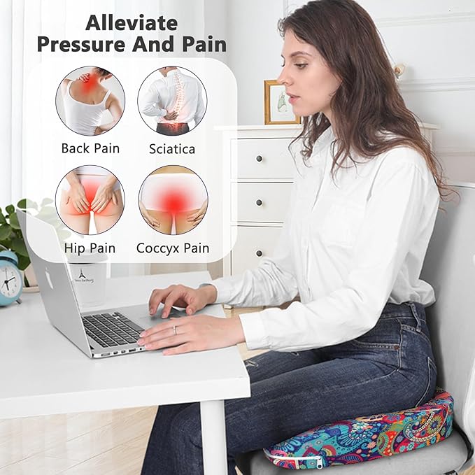 Tailbone Pain Relief Cushion, Memory Foam Seat Cushion for Pressure Relief Coccyx Cushion for Sciatica Pain Ergonomic Seat Cushion for Office Desk Chair