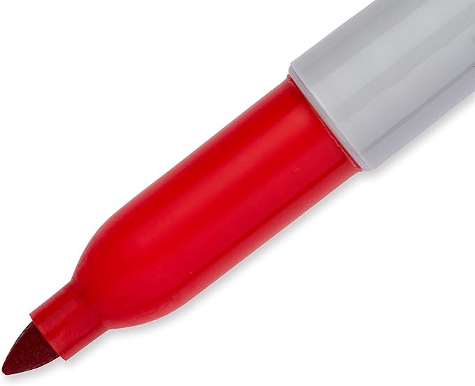 Sharpie Permanent Markers, Fine Tip, Red, 36 Count - Marks on Paper, Plastic, Metal, Wood, Perfect for Drawing, Coloring, Posters, Home, Office Supplies