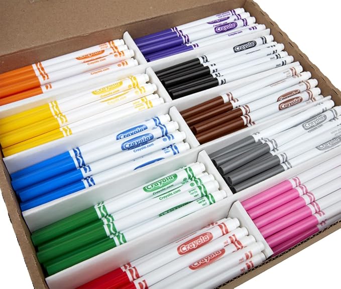 Crayola Fine Line Markers Classpack (200ct), Bulk Kids' Markers For Preschool, Kindergarten, Elementary School Classrooms, Teacher Classroom Must Haves (Pack of 2)