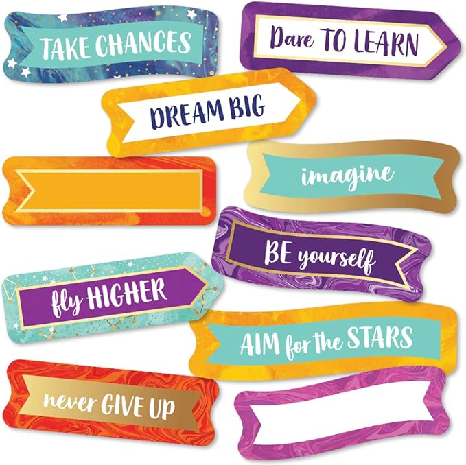 Carson Dellosa – Galaxy Banners Mini Colorful Cut-Outs, Classroom Décor, 56 Pieces