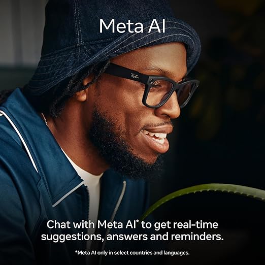 Ray-Ban Meta (Gen 1), Skyler, Shiny Black | Smart AI Glasses for Men, Women — 12 MP Camera, Open-Ear Speakers for Audio, Video Recording and Bluetooth — Polarized Green Lenses — Wearable Technology