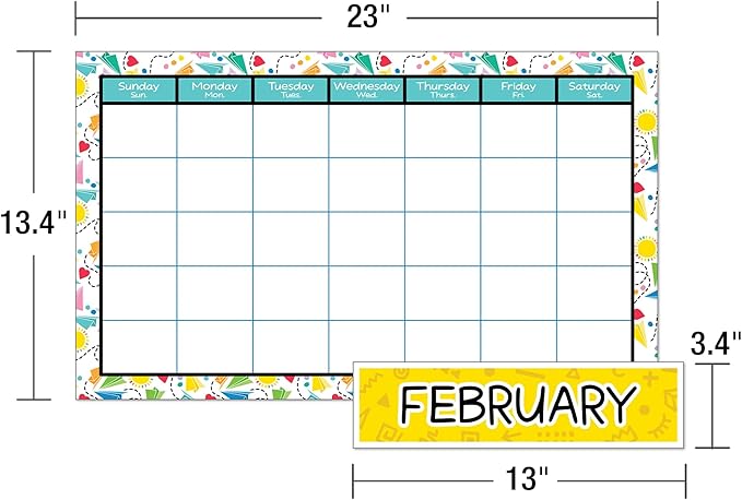 Carson Dellosa Happy Place 139 pc Set Calendar, Monthly Headers, Birthday, Holidays, Numbers Cover Ups, Seasons, Weather, and Days of The Week Chart for Classroom, Bulletin Board, Wall Decor