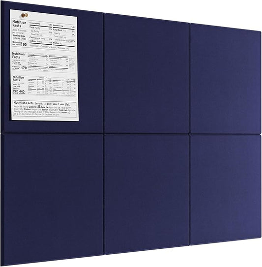 MaxGear Large Cork Board for Wall 36" x 24", Dark Blue Bulletin Board, 6 Pack Felt Wall Tiles with Pushpins, Cork Boards for Office Pin Board Tack Board Cork Boards