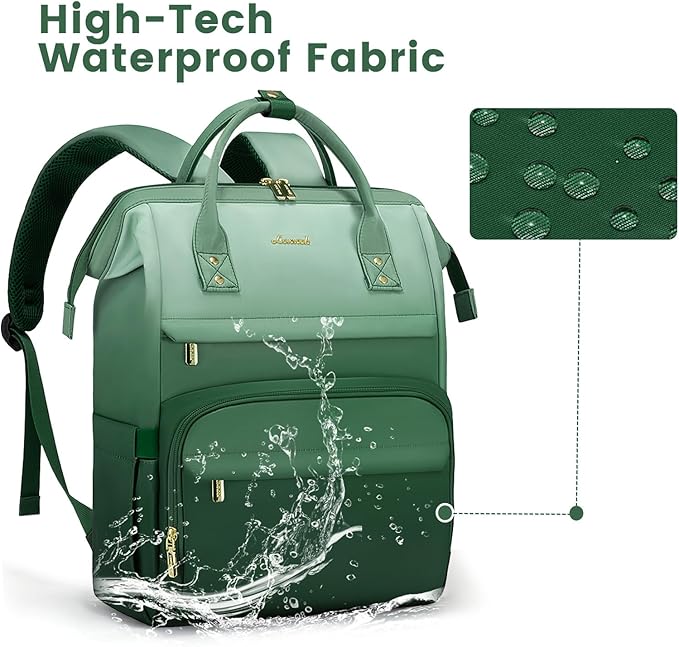 LOVEVOOK Gradient Laptop Backpack for Women,15.6 Inch Work Computer Bakcpack Purse Laptop Bag With Anti-Theft Pocket,Waterproof Carry on Teacher College Backpack for Travel,Green-White