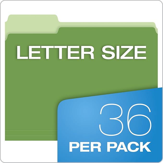 Pendaflex Two-Tone Color File Folders, Letter Size, Assorted Colors (Bright Green, Yellow, Red, Blue), 1/3-Cut Tabs, Assorted (03086), 4-Color (Pack of 360)