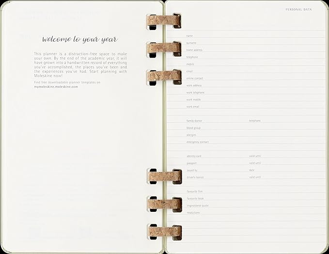 Moleskine Spiral 12 Month 2025 Solar Year Planner, Hard Cover, Large (5" x 8.25"), Kiwi, 200 pages