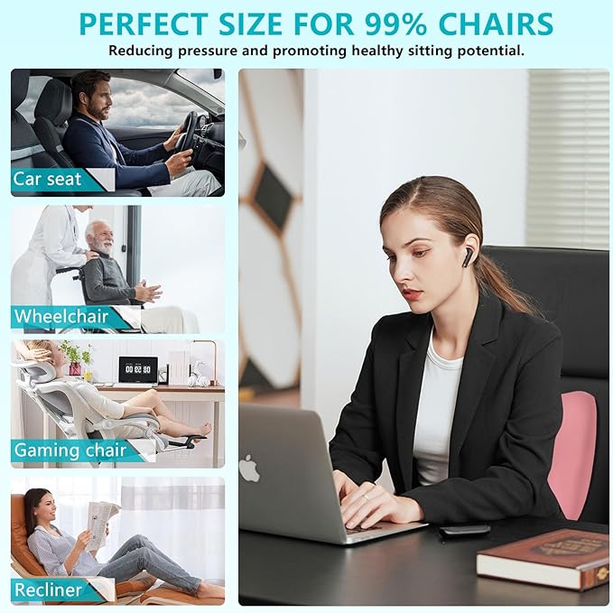 FLORICH Lumbar Support with Car headrest Back Pillow for Chair Headrest Pillow with Gel Memory Foam Massage Point Memory Foam Back Pillow for Office Chair(Pink)