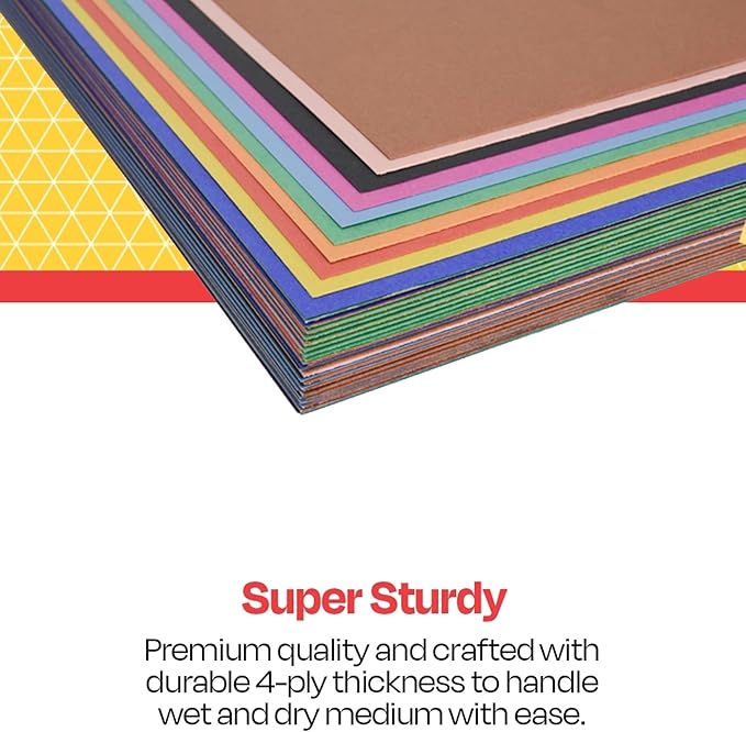 School Smart Railroad Poster Board Paper, 22 x 28 Inches, 4-Ply, Assorted Colors, Pack of 100
