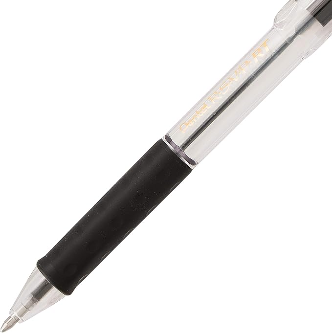RSVP Pentel RT Retractable Ballpoint Pen, (1.0mm) Tip, Black Ink, Box of 12 (BK93-A)