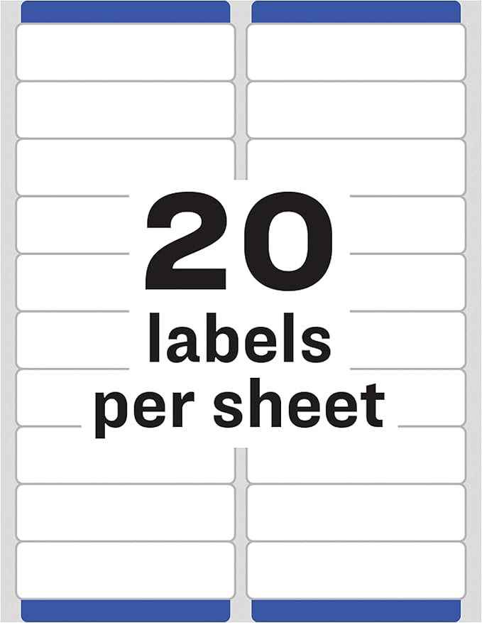 Avery Mailing Address Labels, Inkjet Printers, 500 Labels, 1 x 4, Permanent Adhesive, 5 Packs (8161)