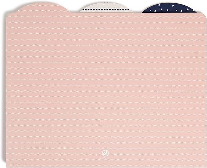 U Brands Casual Chic File Folders, Office Supplies, 1/3-Cut Tabs in Assorted Positions, Letter Size, Navy and Pink with White, 9 Count
