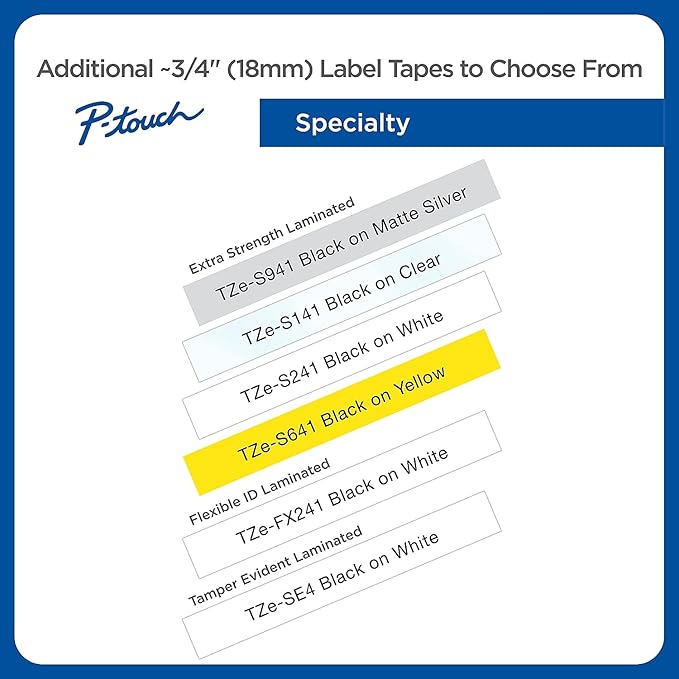 Brother TZES241 TZe Extra-Strength Adhesive Laminated Labeling Tape, 3/4-Inch w, Black on White