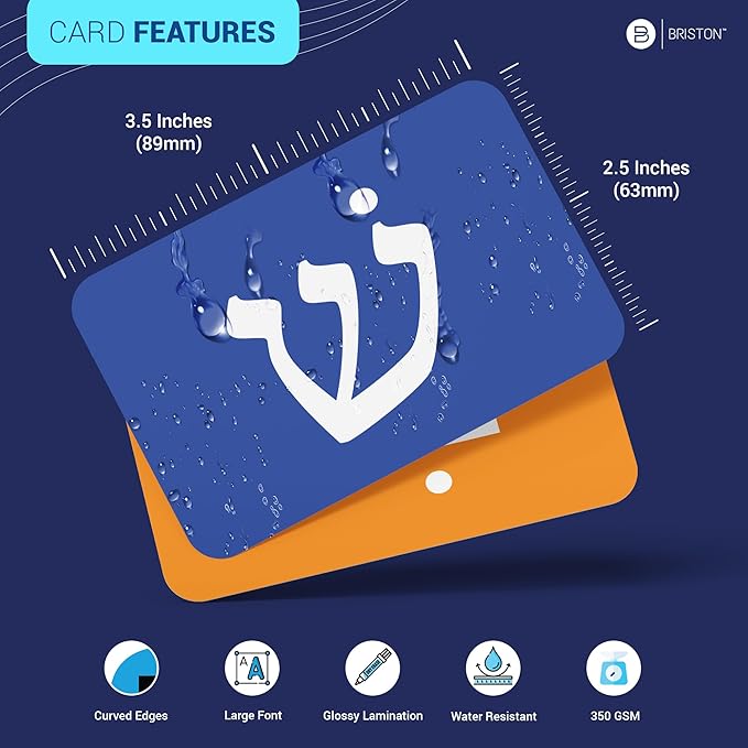 Biblical Hebrew Alphabet Flash Cards – 54 Alef-Bet Letters with Transliteration & Pronunciation – Educational Language Learning Tool for Students & Adults – Briston Hebrew Edition