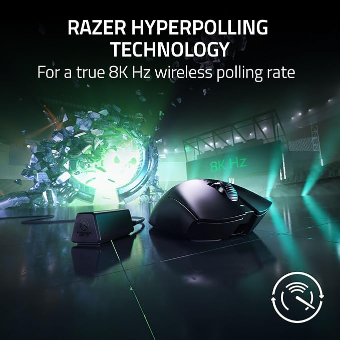 Razer DeathAdder V3 Pro Wireless Gaming Mouse + Hyperpolling Wireless Dongle: 63g Ultra Lightweight - Focus Pro 30K Optical Sensor - Optical Switches Gen-3-5 Programmable Buttons - Black