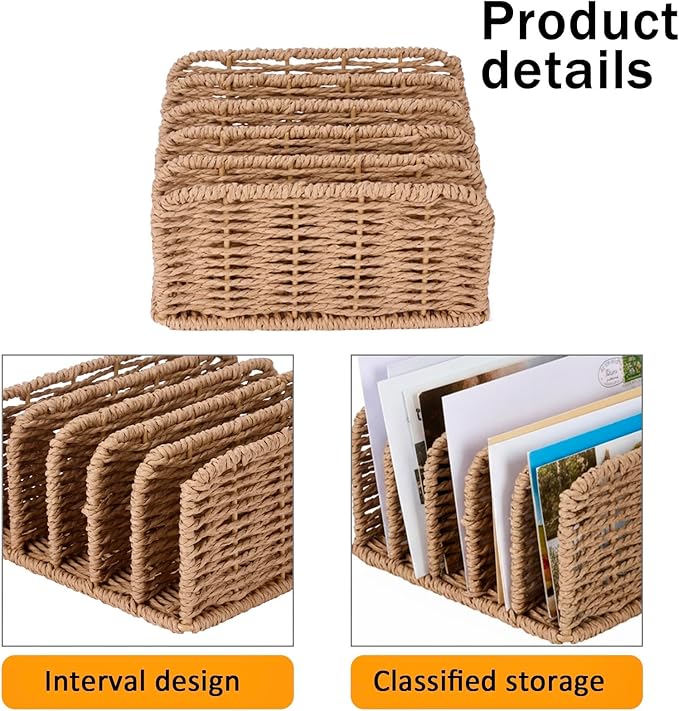 Desk Mail Organizer Large Capacity Mail Holder with 5-Slot, Letter Sorter File Holder, Letter Tray Office Envelope Organizer for Mails, Bill, Document, Notebook