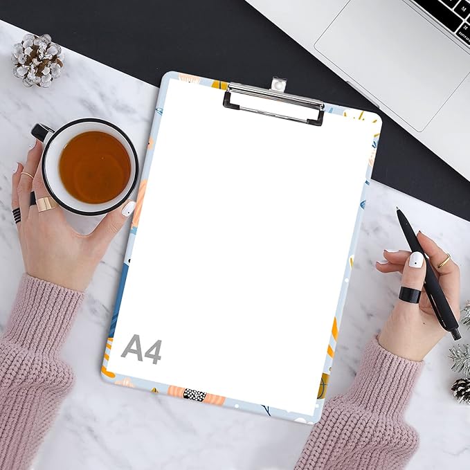 Fashion Clipboard, A4 Letter Size Wooden Decorative Clipboards for Teacher, Nurse, Doctor,Student and Kids, Cute Design for Standard Size 12.2" x 8.9" (C-Pretty Floral Blue)