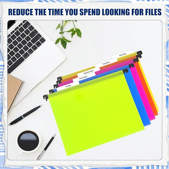 200 Pcs 3 1/2 Inch Hanging File Folder Tabs - Plastic, Clear, Insertable for Office, School