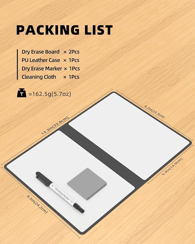 Portable Small White Board Dry Erase Board, Reusable 9.5 * 6.6in Notebook Memo, Office Home Supplies Desk Accessories MH760 (Grey)