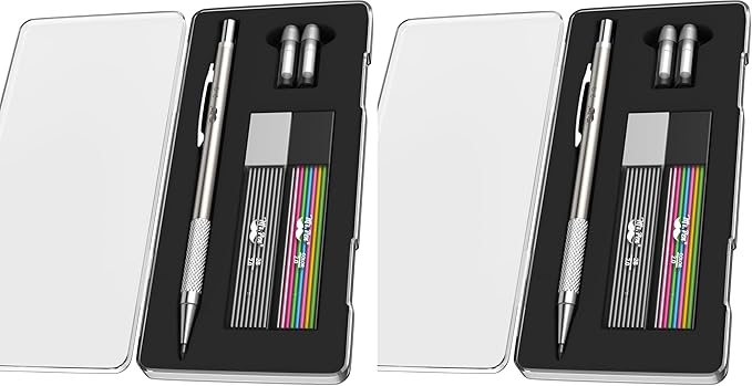 Mr. Pen- 2mm Mechanical Pencil, Metal, 2mm, Drafting Pencil, Metal Mechanical Pencils, Drawing Mechanical Pencils, Lead Holder (Pack of 2)