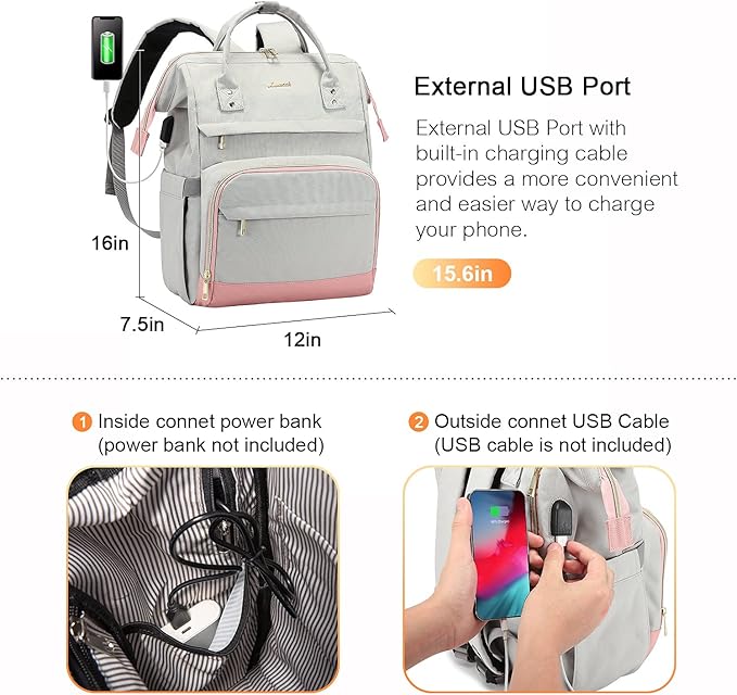 LOVEVOOK Laptop Backpack for Women Fashion Travel Backpack Purse 15.6 Inch Large Capacity Work Backpack Nurse Teacher Bag with USB Port