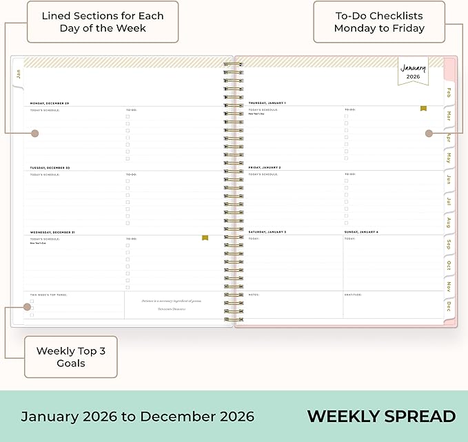 Blue Sky Day Designer 2026 Weekly and Monthly Planner Calendar, January 2026 - December 2026, 8.5" x 11", Clear Pocket Cover, Durable Twin Wire Binding, Includes Storage Pocket, Stickers, Coming Up Roses