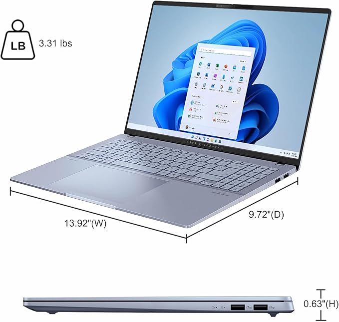 ASUS Vivobook S16 AI PC Laptop 16" 2.8k OLED 120Hz (600nits HDR, 100% DCI-P3) Intel 16-core Ultra 9 285H 32GB DDR5 2TB SSD Backlit For Creator Business Professional Work Win11Pro ICP Hub w/Copilot+ AI