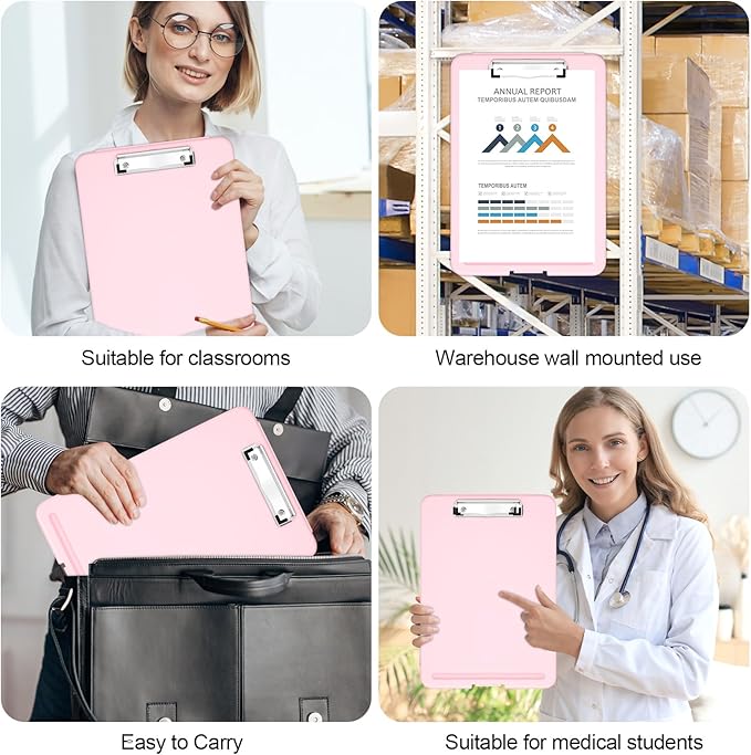 Hongri Clipboard with Storage, 8.5 x 11 Nursing Clip Board Foldable Storage for Nurses, Lawyers, Students, Classroom, Office, School, Size 13.4 x 9.4 X 0.9 in, Pink