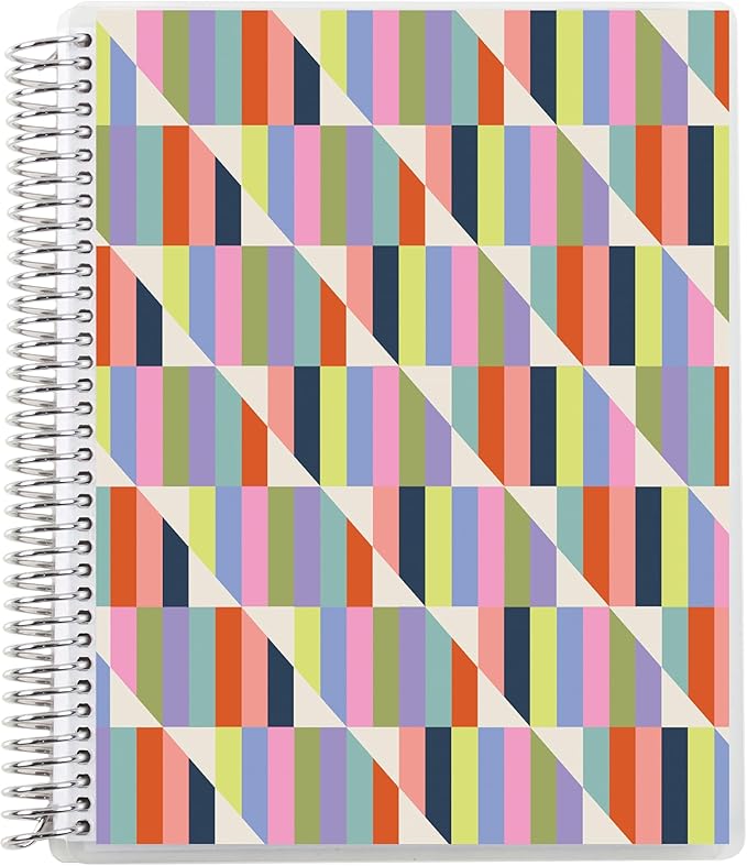 Erin Condren 8.5” x 11” Dot Grid Spiral Notebook, 5mm Dotted Layout with 80 Lb. Paper, Hypnotic Cover, 160 Dot Grid Notebook Pages, Platinum Coil, Stickers Included