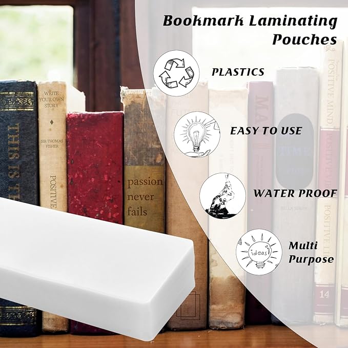 100Pcs Bookmark Laminating Pouches 2x8inch Hot Laminator Sleeves 5 Mil Compatible with Most Pouch Laminating Machines for Book Lovers Nature Lovers