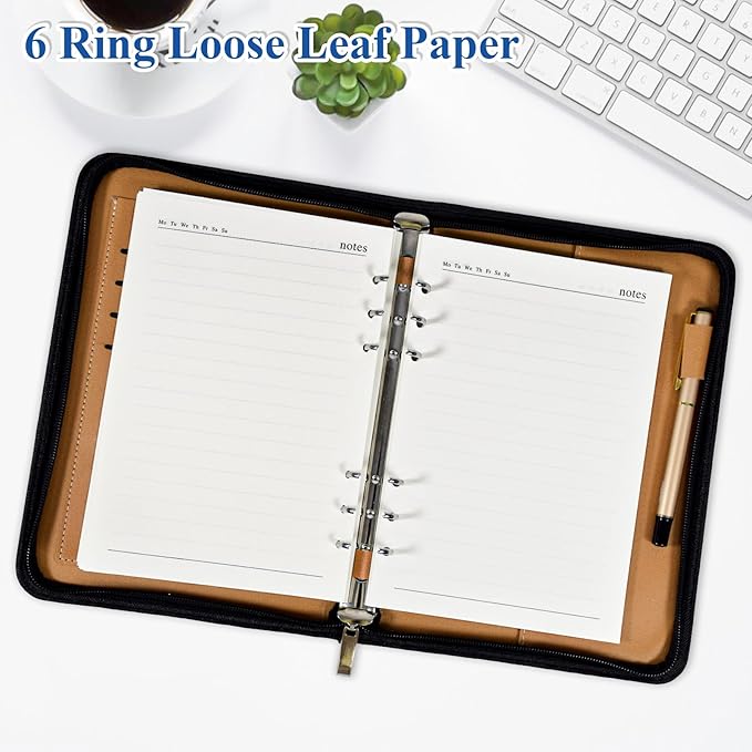 SAYEEC Refill Paper Loose Leaf Lined Paper for A5 Planner Organizer, 80 Sheets 6 Holes Ring Binder Planner for Journals Notebooks Diaries Inserts (3 Pack Refillable Loose Leaf)