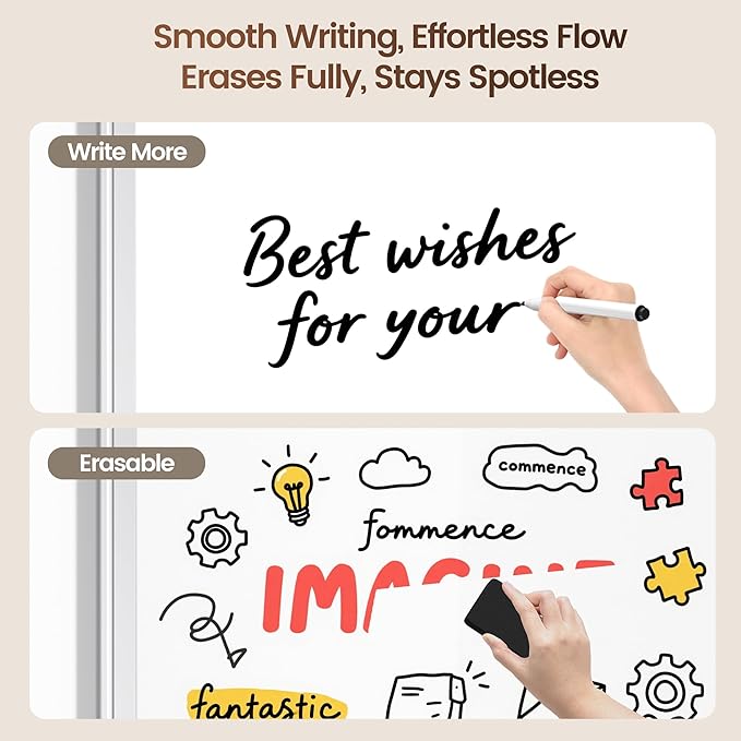 Magnetic White Board 36" x 24" for Wall, Dry Erase Board for Home Office, School, Study Room – Silver Aluminum Frame, 2 Markers, 4 Magnets, Included Eraser