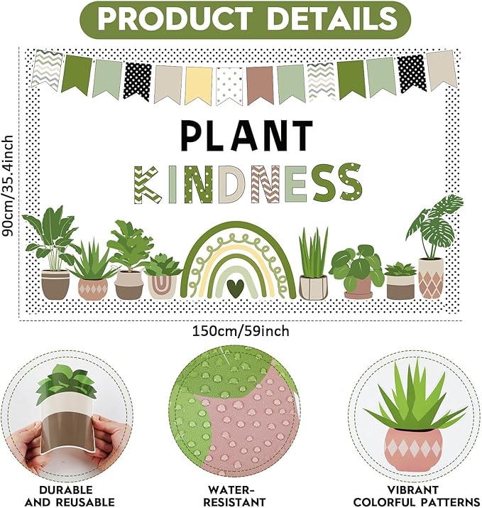 ZOiiWA 98 Pcs Spring Greenery Bulletin Board Decorations Plant Kindness Bulletin Board Set Greenery Classroom Decoration Colorful Greenery Rainbow Cutouts for School Home Office Wall Decor