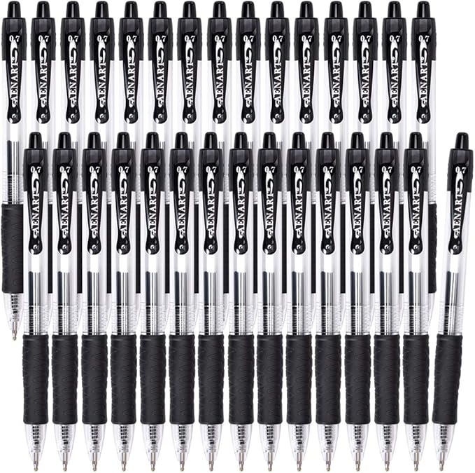 Aen Art Gel Pens, 30 Pack Black Gel Pen Fine Point, Retractable Gel Ink Rollerball Pens for Smooth Writing (0.7mm) Back to School Supplies
