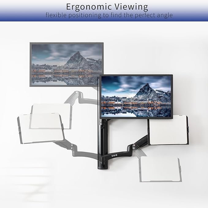 VIVO Sit-Stand Wall Mount Counterbalance Height Adjustable Monitor and Laptop Workstation for Screens up to 27 inches, STAND-SIT1L