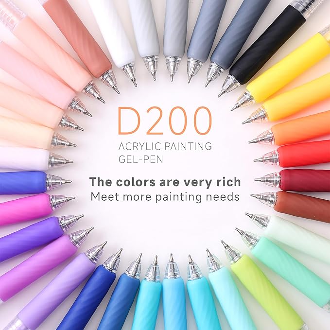 36 Color 0.7mm Fine Pointed Acrylic Gel Pens Coloring for Adult Painting, Writing, Marking, Student Stationery
