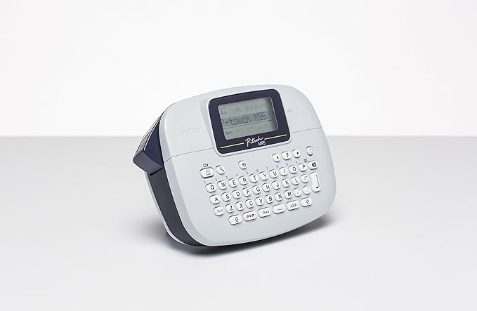 Brother PT-M95 Label Maker, P-Touch Label Printer, Handheld, QWERTY Keyboard, Up to 12mm Labels, Includes Black on White Tape Cassette