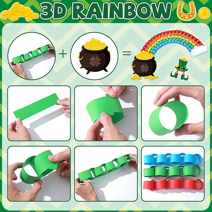 St.Patrick's Day Bulletin Board Decoration Set 3D Rainbow Shamrock Gold Coin Cutouts You are Worth More Than Gold Classroom Bulletin Board for School Chalkboard Wall Decor St. Patrick Party Supplies