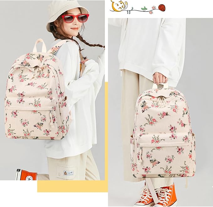 Bluboon School Backpack Set Girls Womens Laptop Bookbag Casual Daypack Fits 15 inch Laptop with Lunch Tote Bag and Pencil Bag