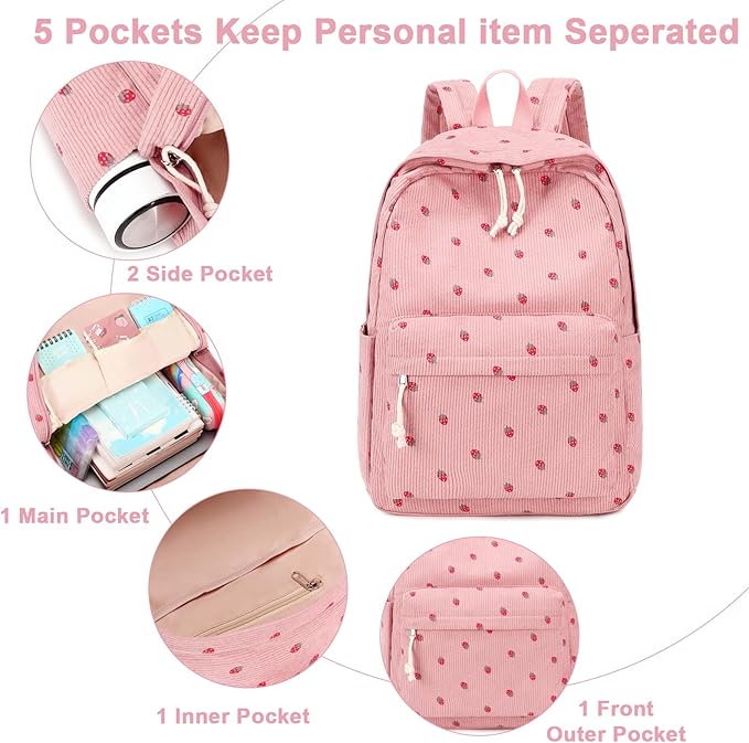 Bluboon School Backpack Set Girls Womens Laptop Bookbag Casual Daypack Fits 15 inch Laptop with Lunch Tote Bag and Pencil Bag