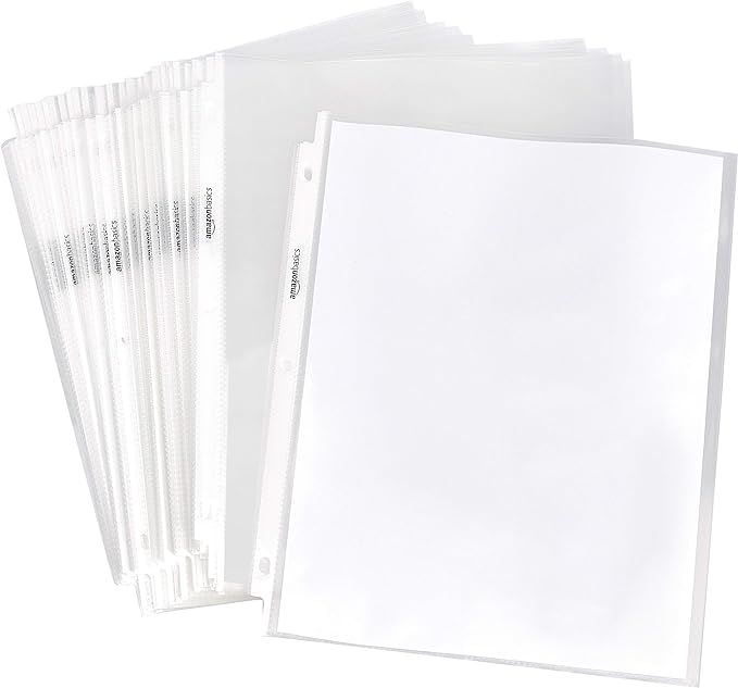 Amazon Basics Heavy Duty Sheet Protectors for 3 Ring Binder, Top Loading, Clear Plastic, 8.5 x 11 inch, 500-Pack