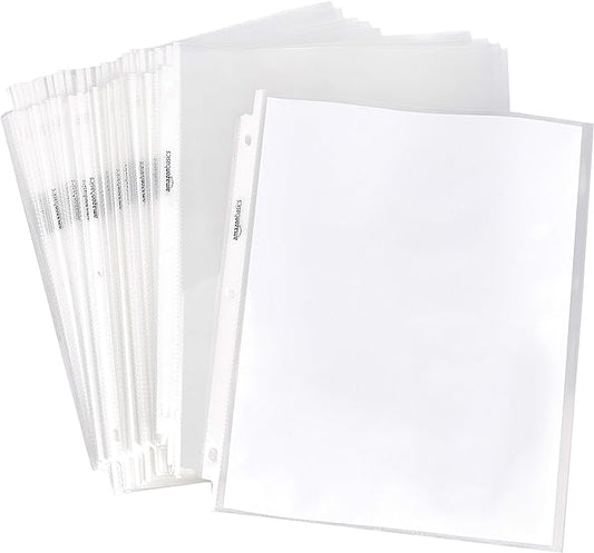 Amazon Basics Heavy Duty Sheet Protectors for 3 Ring Binder, Top Loading, Clear Plastic, 8.5 x 11 inch, 500-Pack
